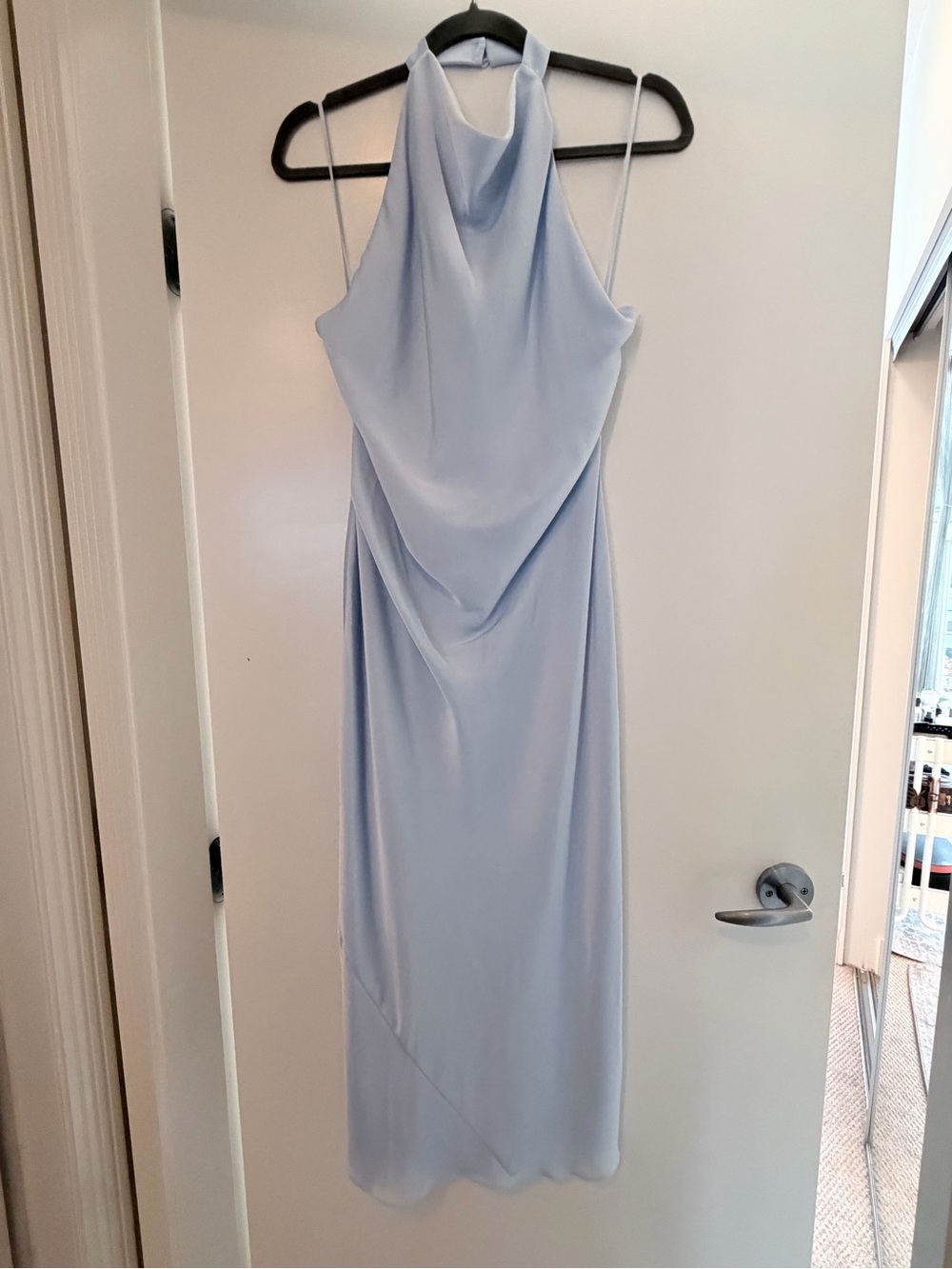 Aritzia Light Blue Halter Draped Midi Dress